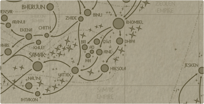 A paper map of the region surrounding the Aine star system