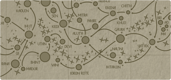 A paper map of the region surrounding the Alut'a star system