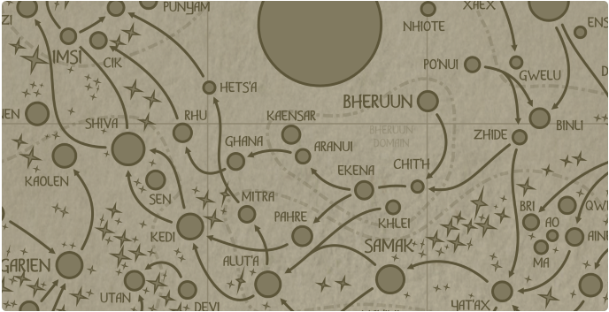 A paper map of the region surrounding the Aranui star system