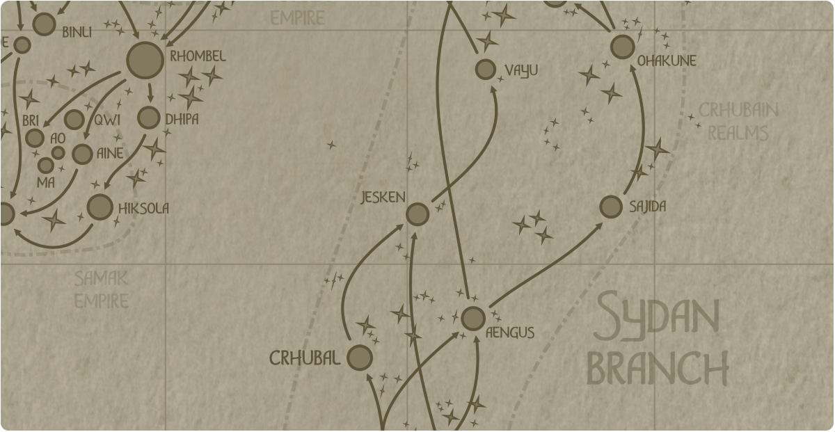 A paper map of the region surrounding the Jesken star system A paper map of the region surrounding the Jesken star system