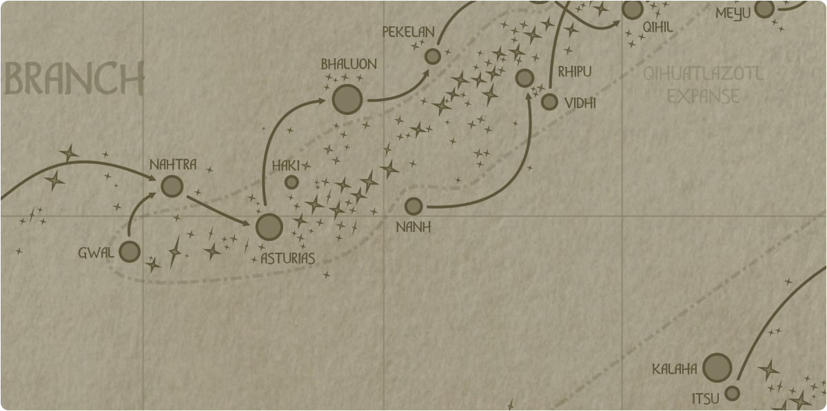 A paper map of the region surrounding the Nanh star system A paper map of the region surrounding the Nanh star system