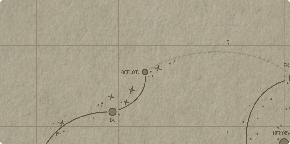 A paper map of the region surrounding the Ocelotl star system A paper map of the region surrounding the Ocelotl star system