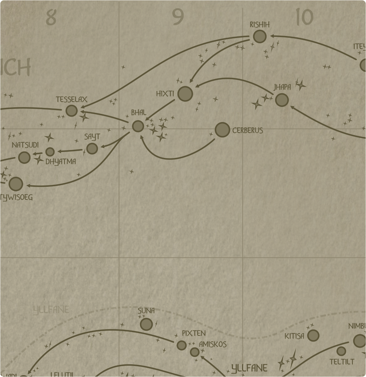 A paper map of galactic Sector B9 A paper map of galactic Sector B9