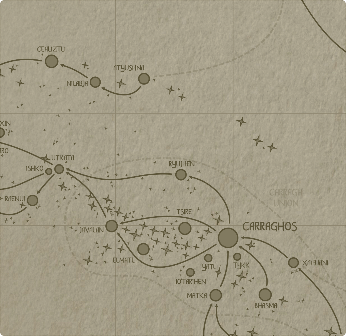 A paper map of galactic Sector F13 A paper map of galactic Sector F13