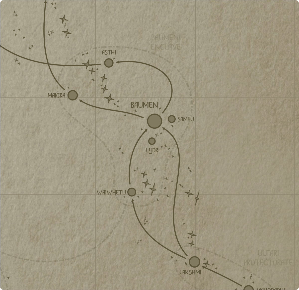 A paper map of galactic Sector F16 A paper map of galactic Sector F16