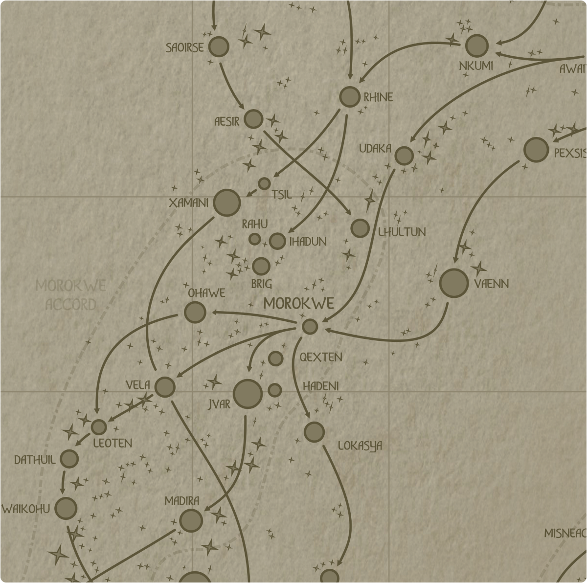 A paper map of galactic Sector F5 A paper map of galactic Sector F5