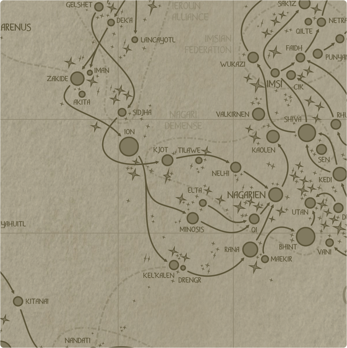 A paper map of galactic Sector J7 A paper map of galactic Sector J7