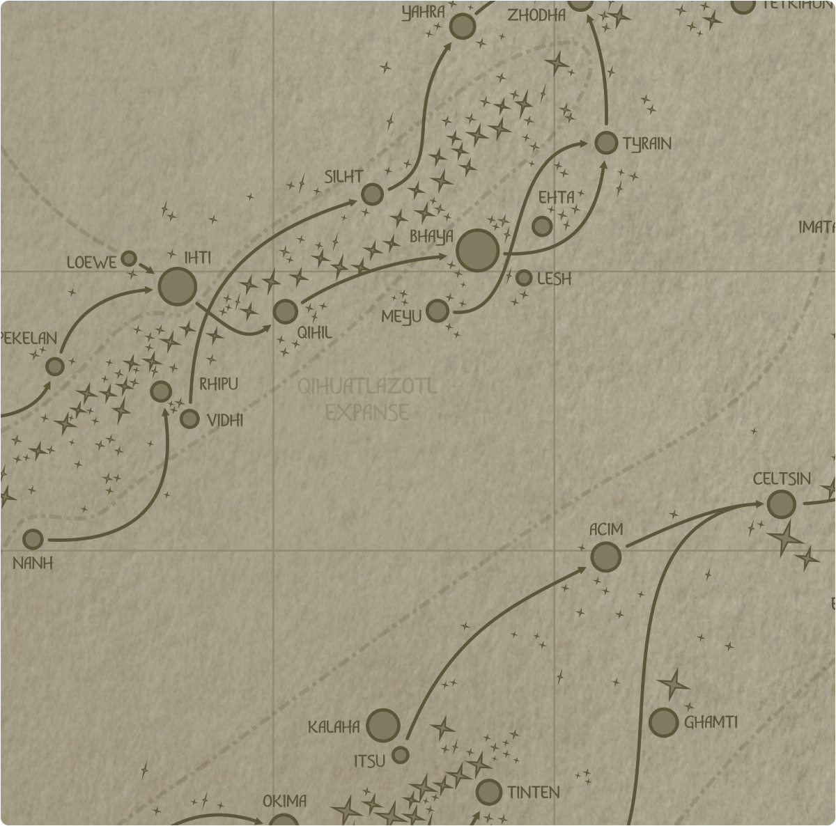 A paper map of galactic Sector O12 A paper map of galactic Sector O12