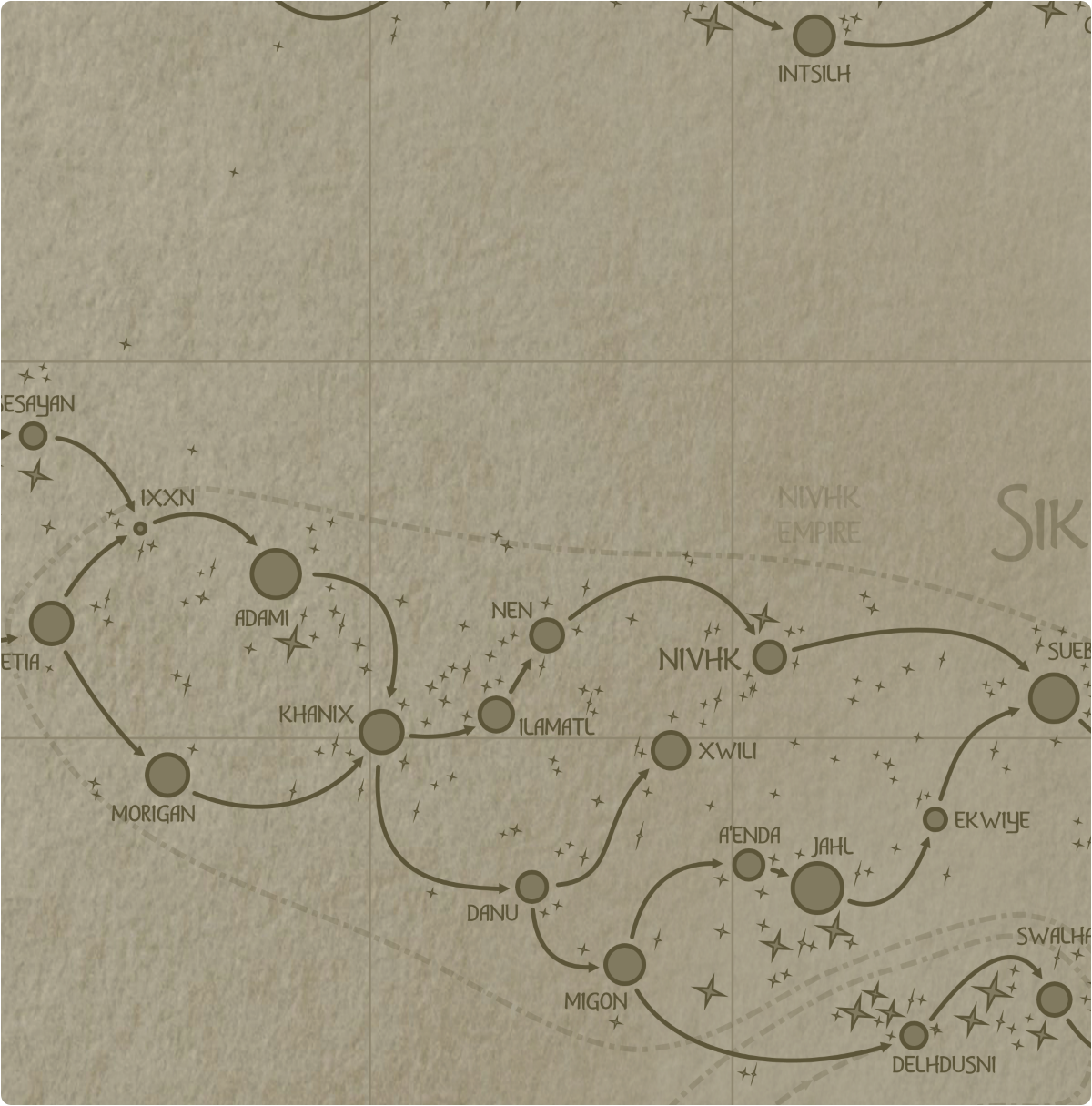 A paper map of galactic Sector O7 A paper map of galactic Sector O7