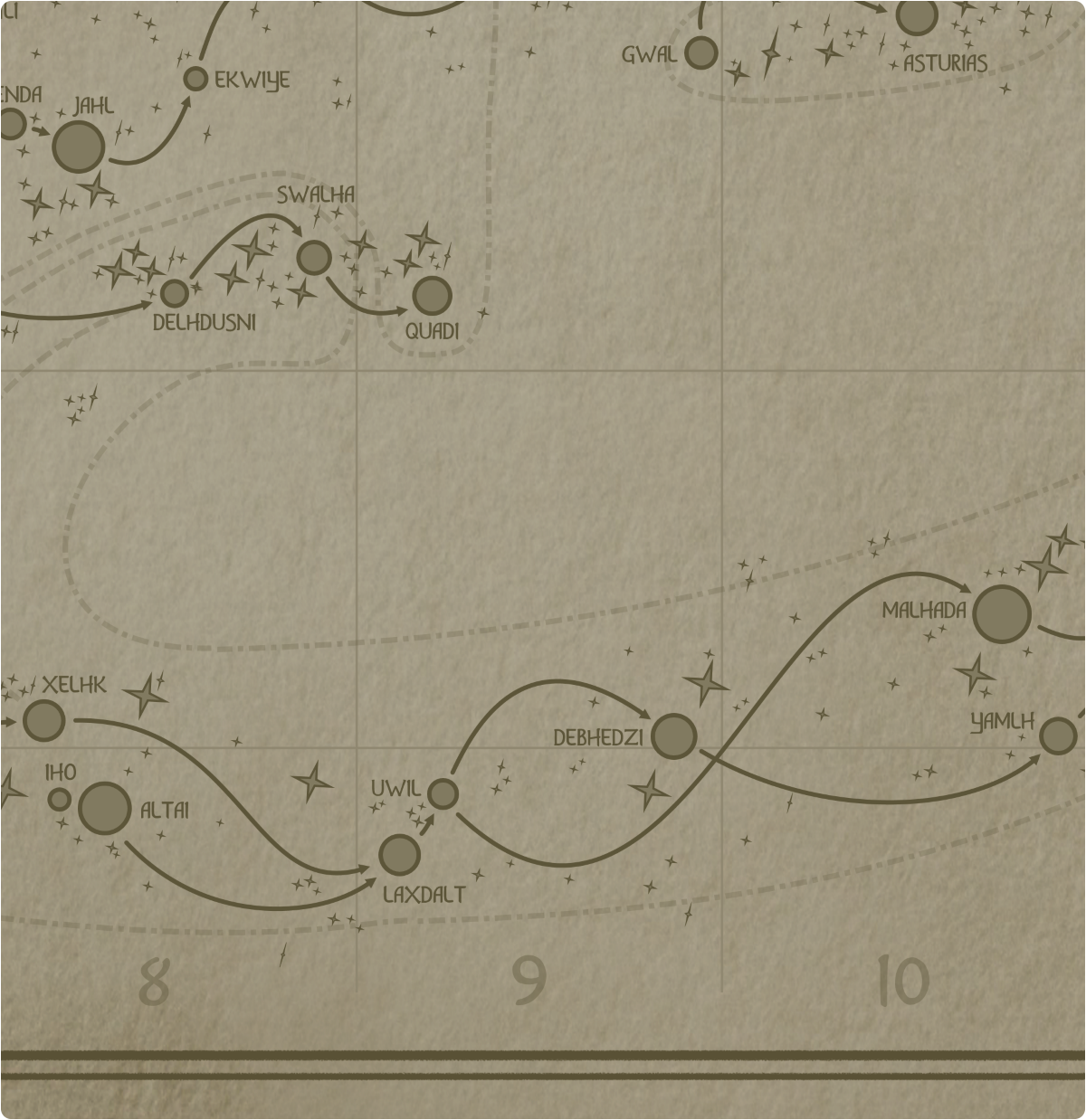 A paper map of galactic Sector Q9 A paper map of galactic Sector Q9