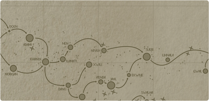A paper map of the region surrounding the Nivhk star system A paper map of the region surrounding the Nivhk star system