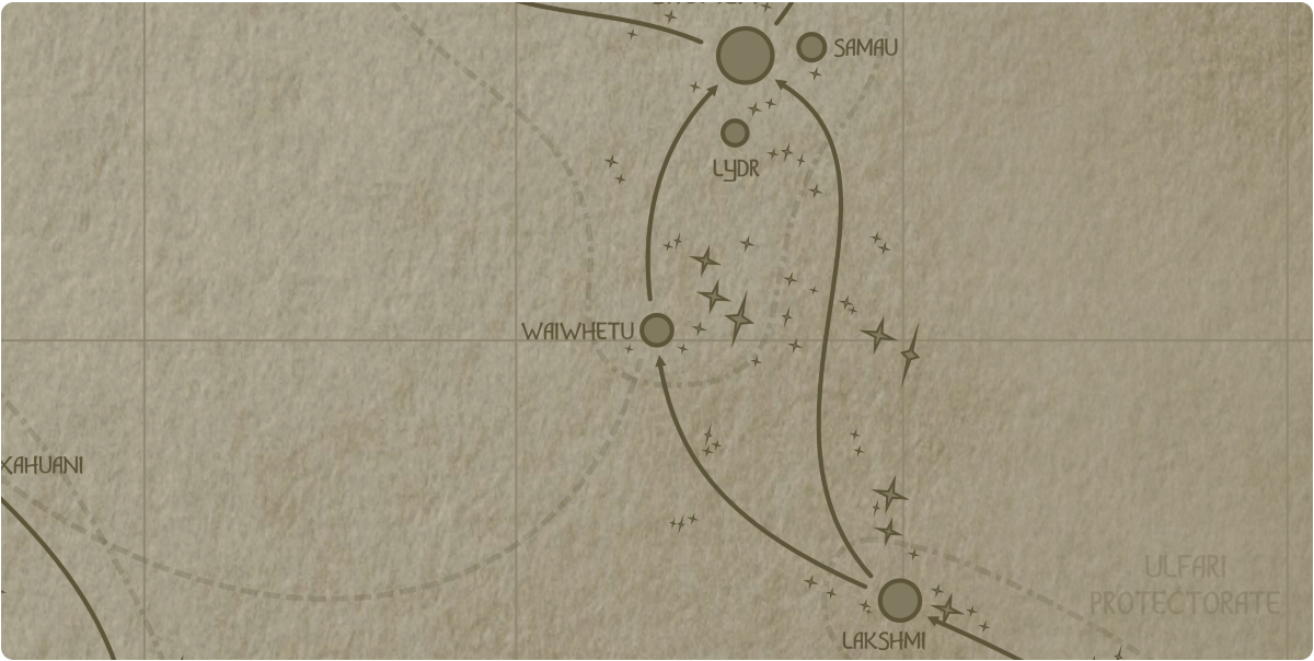 A paper map of the region surrounding the Waiwhetu star system A paper map of the region surrounding the Waiwhetu star system