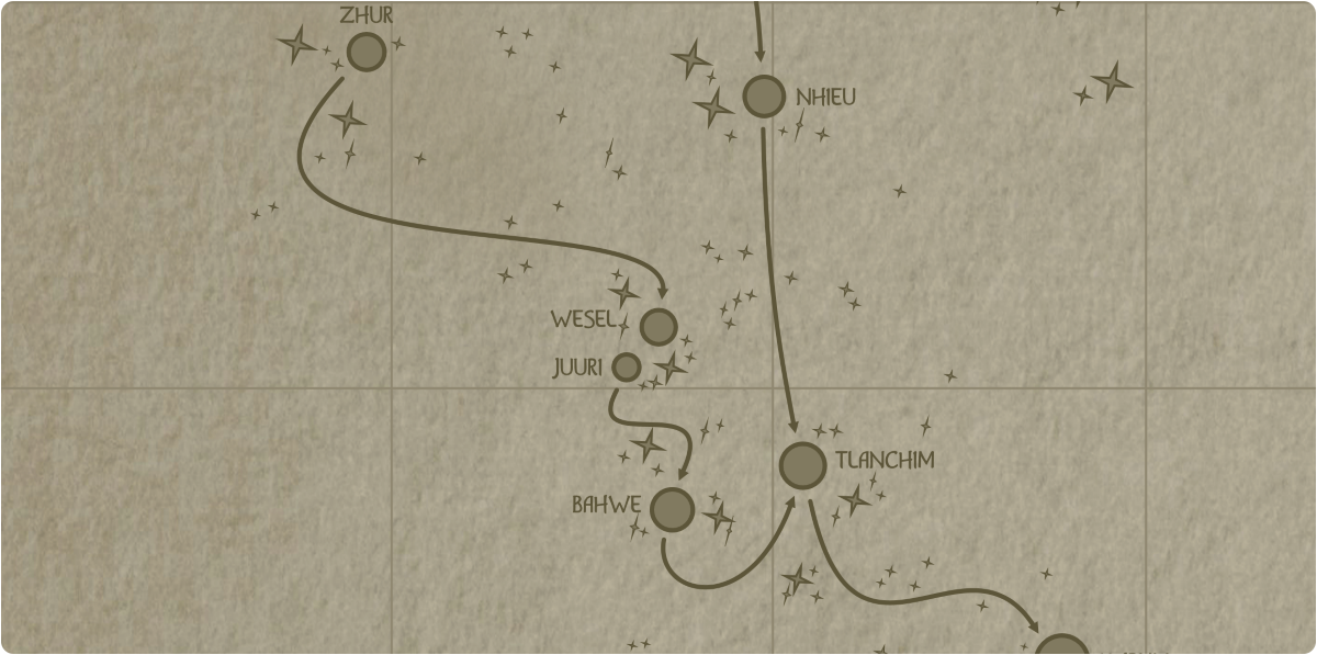 A paper map of the region surrounding the Wesel star system A paper map of the region surrounding the Wesel star system