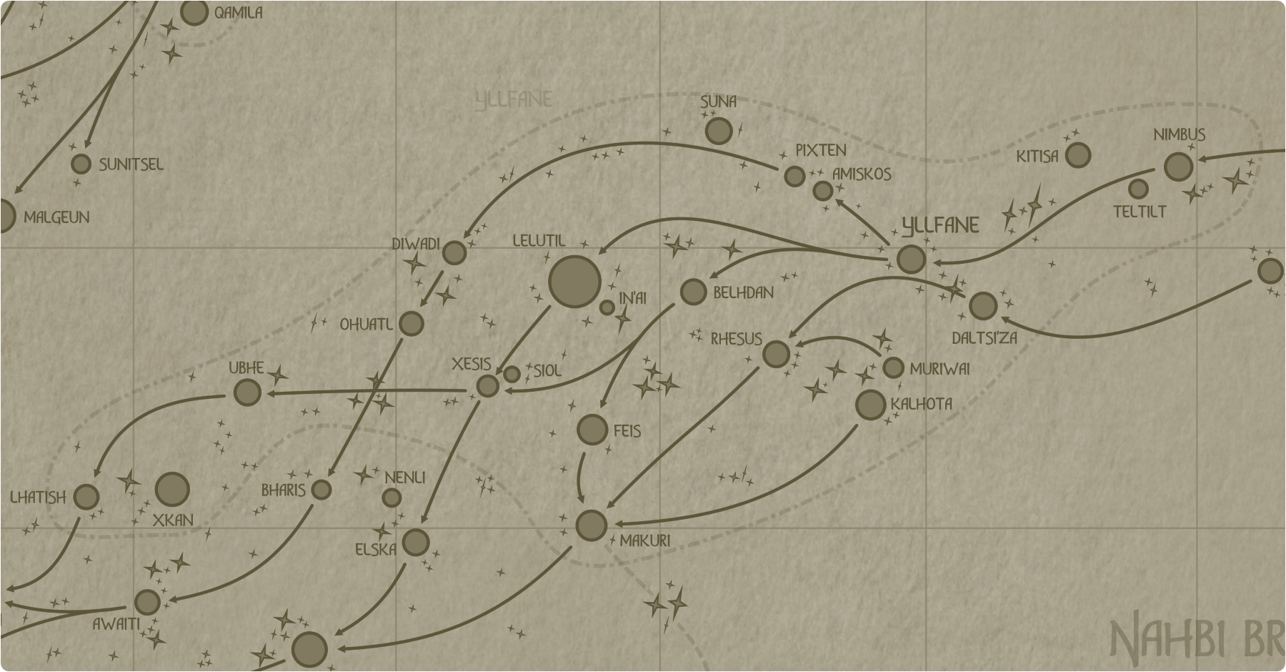 A paper style map outlining the boundaries of Yllfane A paper style map outlining the boundaries of Yllfane