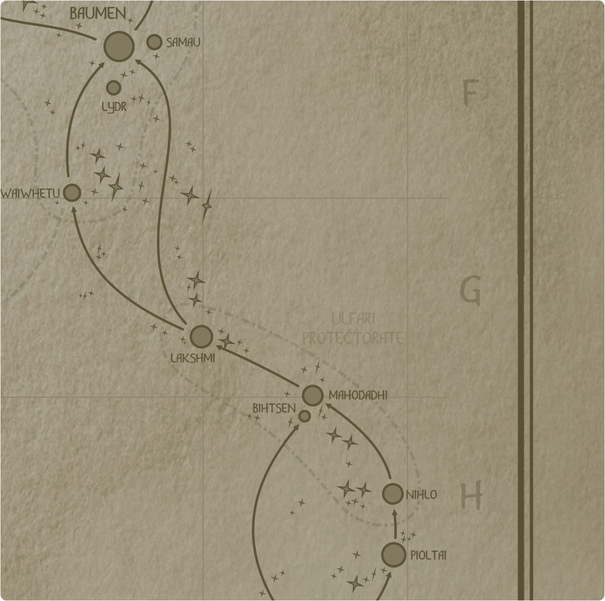 A paper map of galactic Sector G17 A paper map of galactic Sector G17