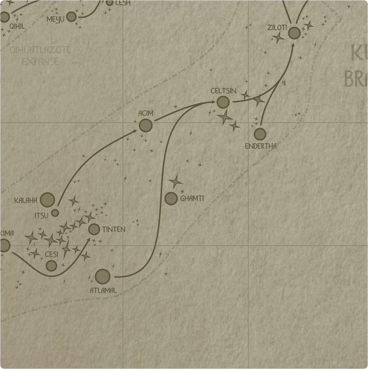 A paper map of galactic Sector P13 A paper map of galactic Sector P13