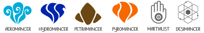 icons for the six core classes