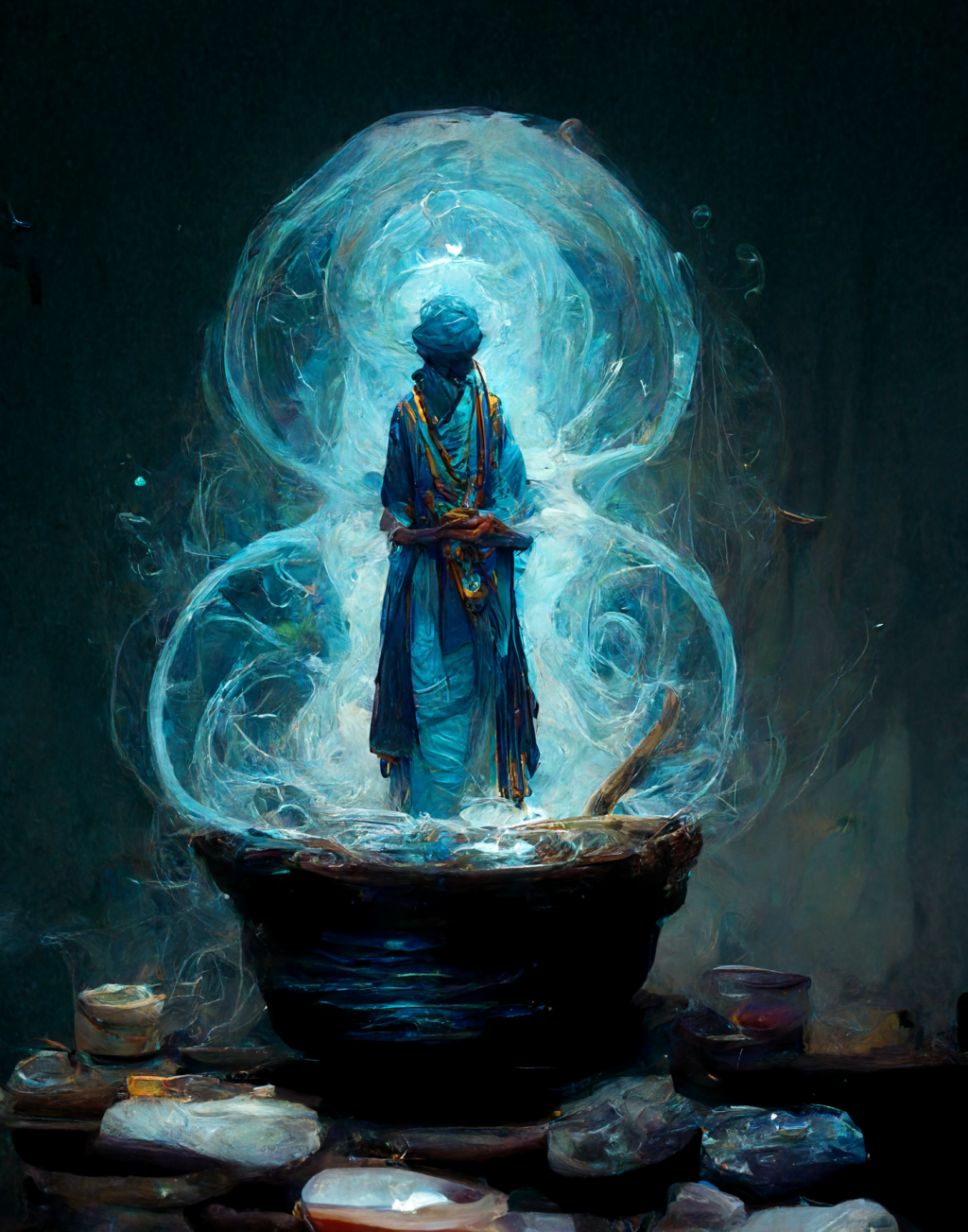 Human waterbender healer creating a sphere of healing waters