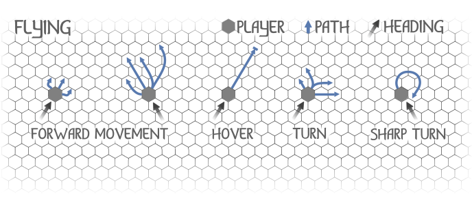 Examples of possible movement options when flying