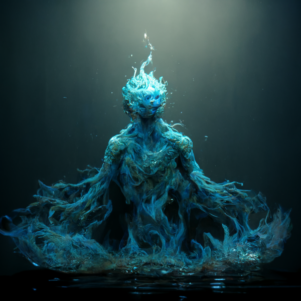 a water elemental rises out of a pool