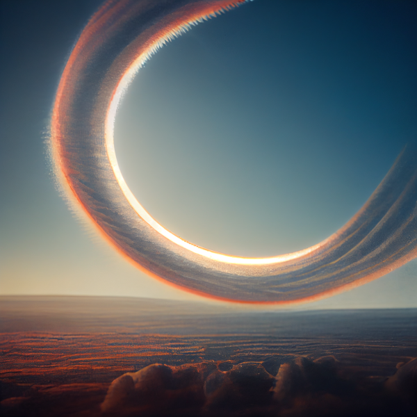 an arching ring of air with a golden edge of light