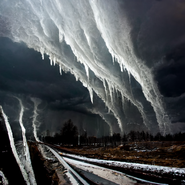 an icy borealis stretches across the sky