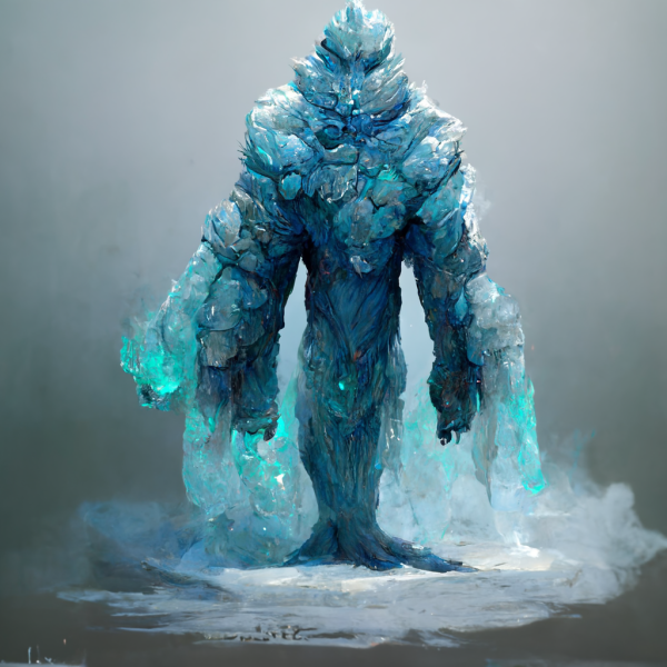 an ice elemental rises out of the snow