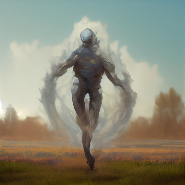an air elemental sprints toward the viewer