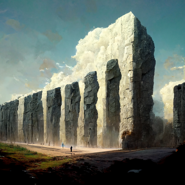 a segmented stone wall
