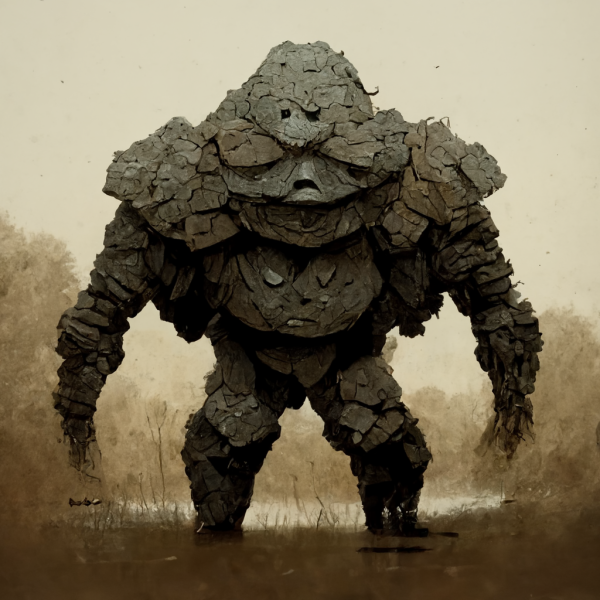 a top heavy monster of clay and earth