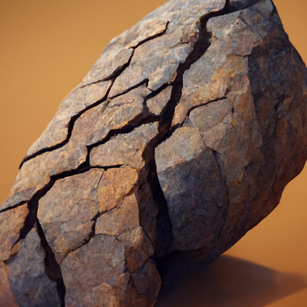 a large stone with deep cracks