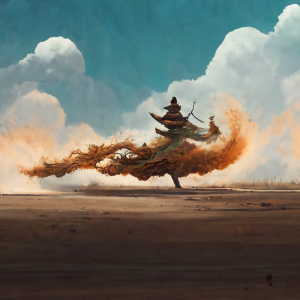 a warrior shrouds themselves in a cloak of earthen smoke