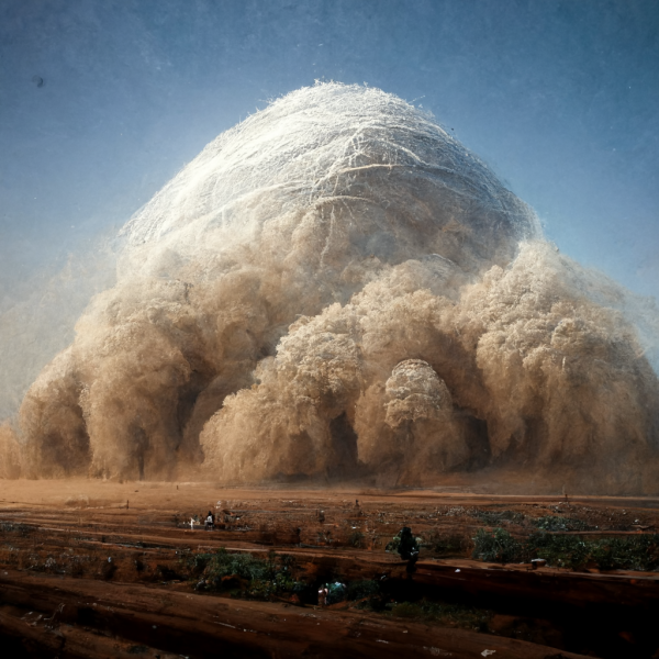 a spherically shaped dust storm