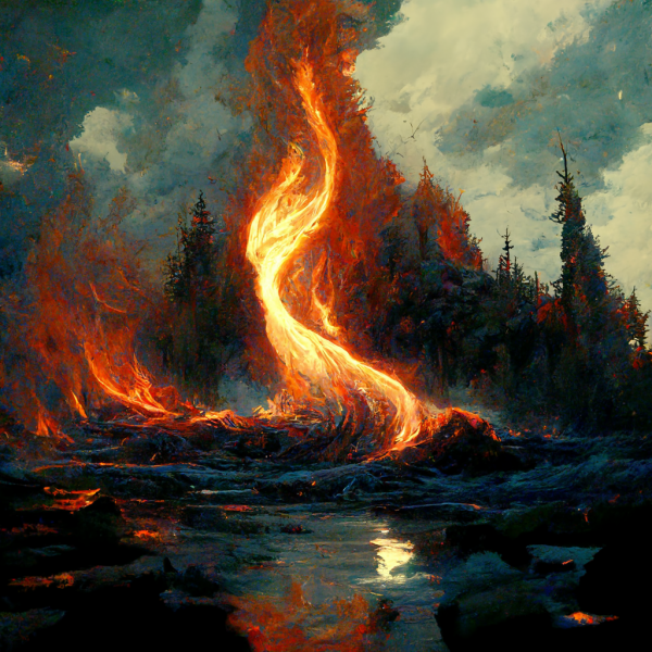 sweeping flames spread through the forest