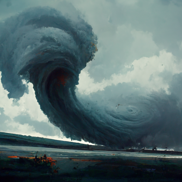 a waterspout twists in the sky like a wave untethered by gravity