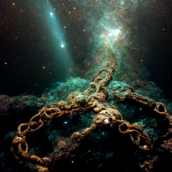 an undersea anchor chain, nebula
