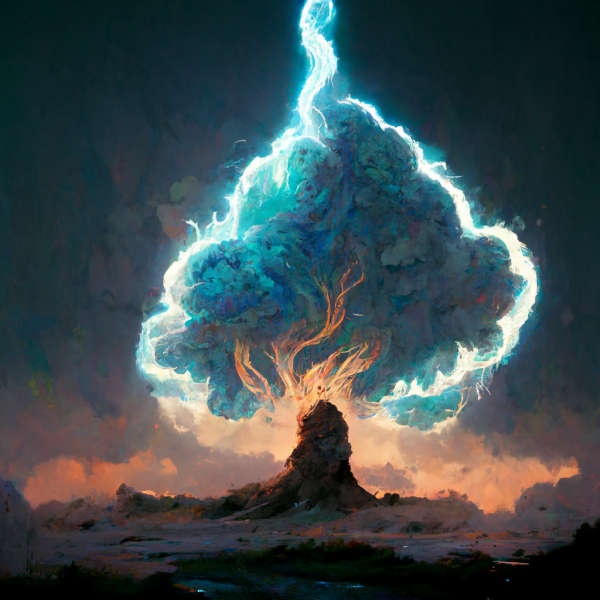 a spirit releases a cloud shaped lightning bolt