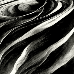 black and white ribbons in a vortex like water
