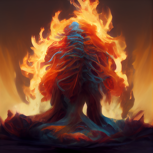 flames all but engulf a creature