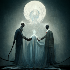 Two doctors administer care to a patient