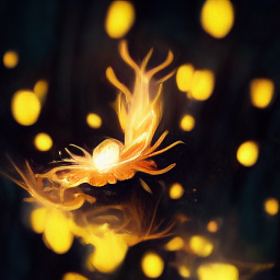 a swarm of yellow fireflies