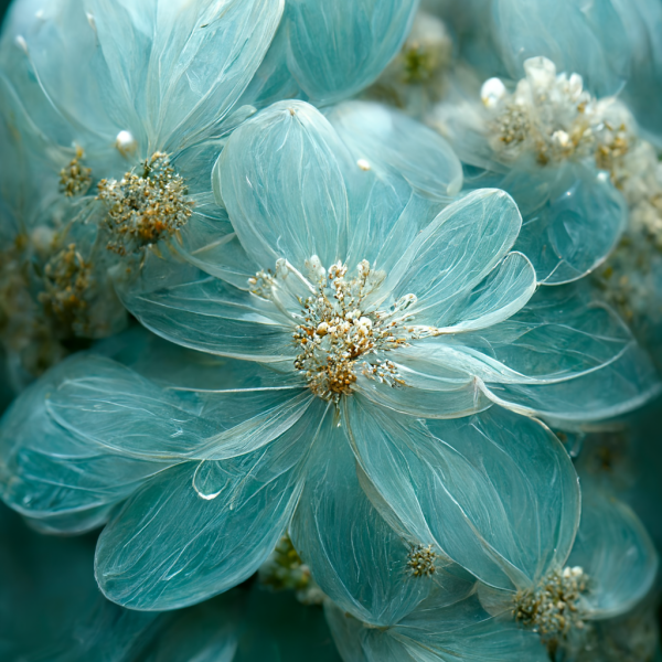 a translucent blue flower
