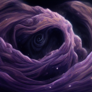 a swirl of smooth purple clouds in a deep black void