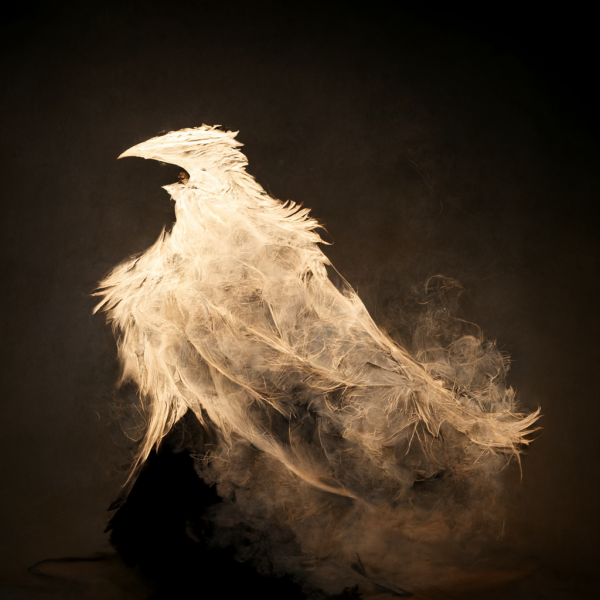 a bird of prey consisting of a golden mist