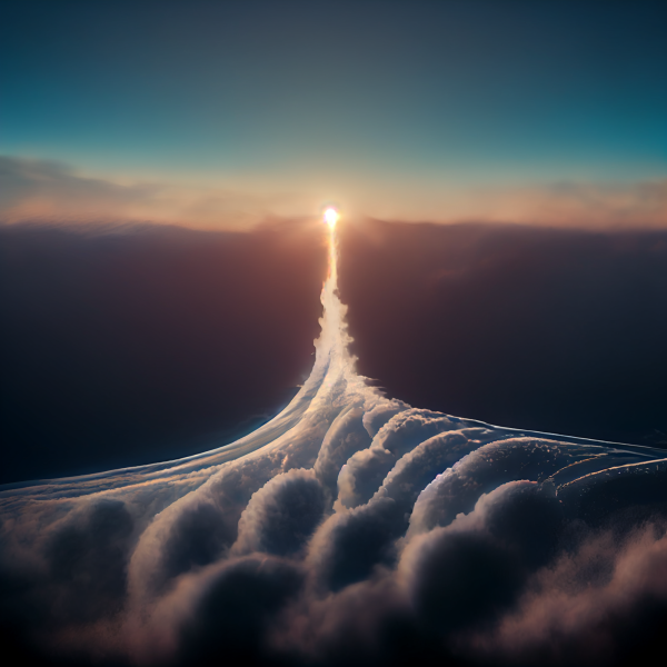 a stream of energy shoots up into the clouds