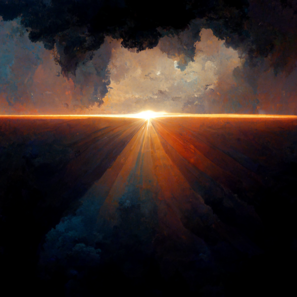 the sun rises, its bright light eclipsing everything but the sky