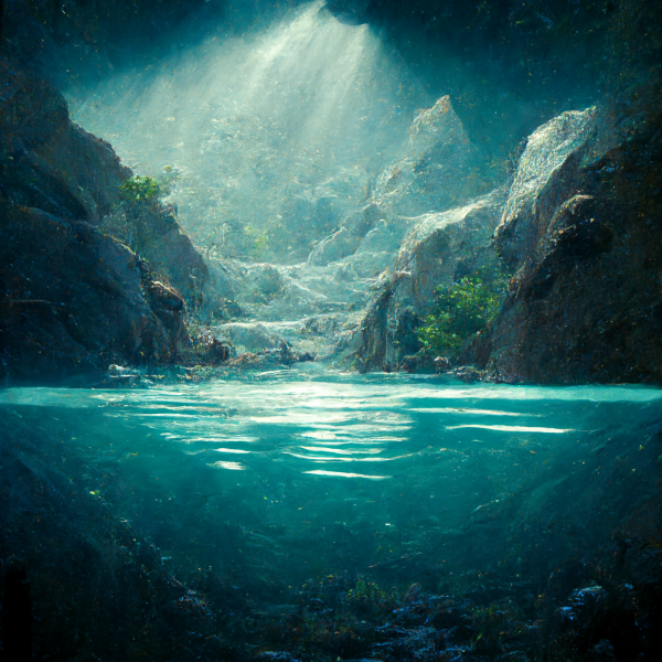 a serene turquoise lagoon