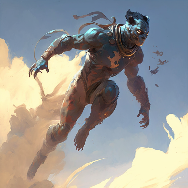 an aeromancer leaps through the sky