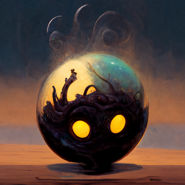 an inky spirit trapped inside an orb