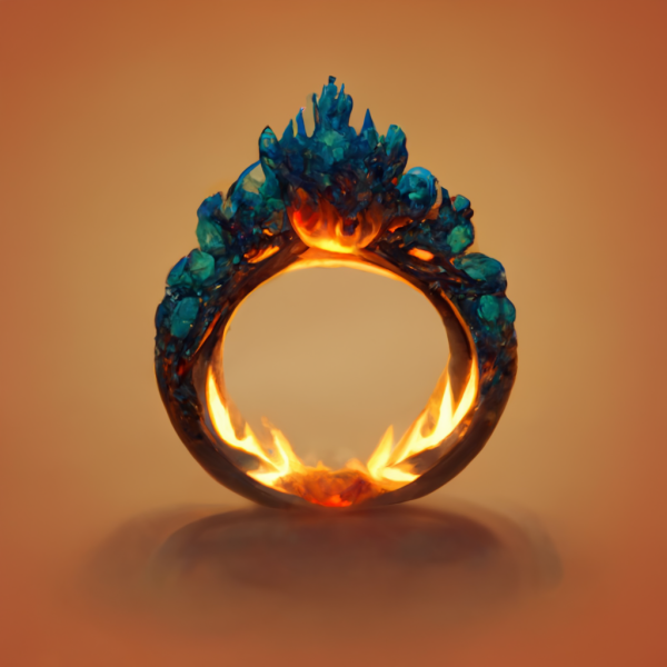 a ring of blue coral, on fire